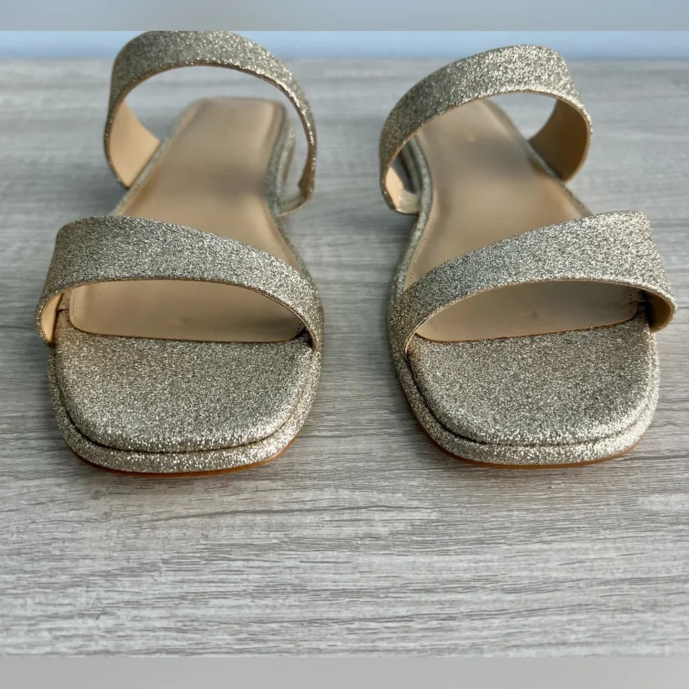 MICHAEL Michael Kors Jaida Leather Slides Sandals Pale Gold Size 9.5 - Picture 3 of 9